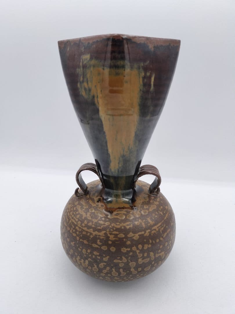 c438 花入 高取 笹耳 鬼丸碧山 木箱 茶道具 古物