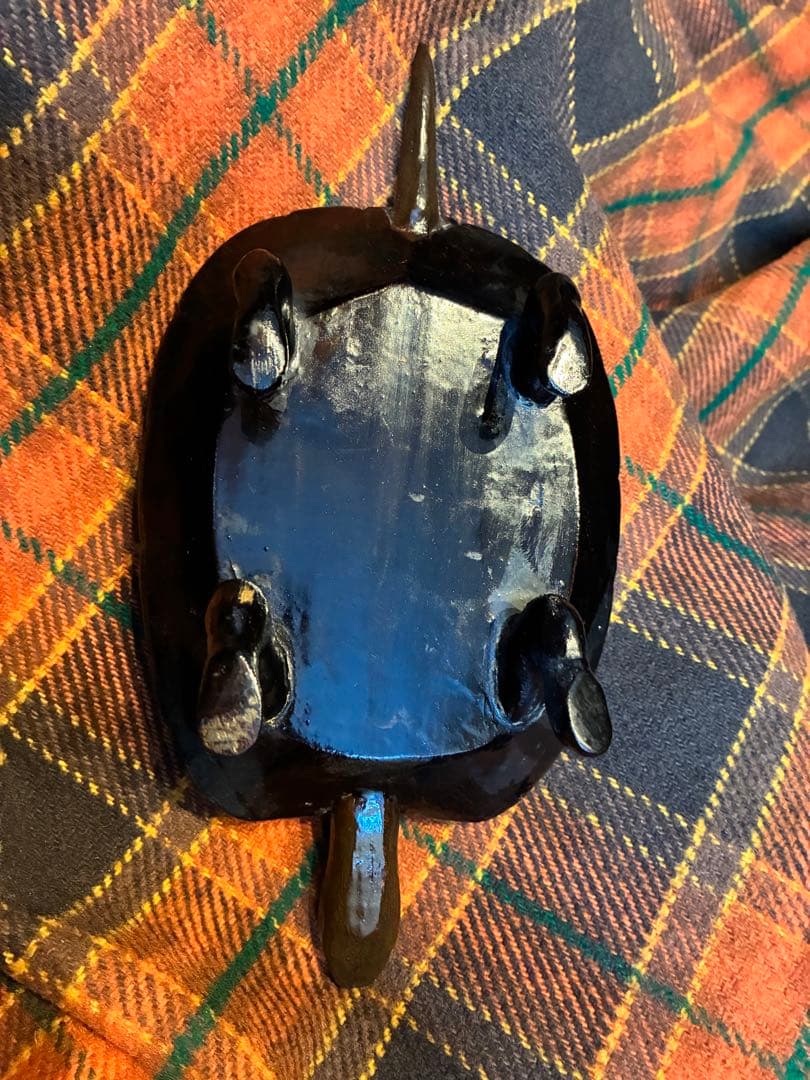 漆器　明治時代　亀　3匹　木製　縁起物　長寿　置物　木彫　かめ