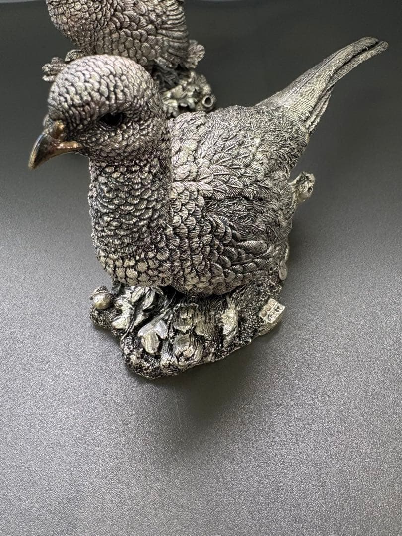 英国カントリーアーティスト社 純銀張彫刻 雄雌2体<No.1444>