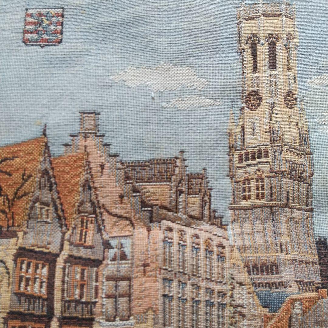 ゴブラン織り　タペストリー　壁掛け　ベルギー　ブリュージュの街並み　希少 美品