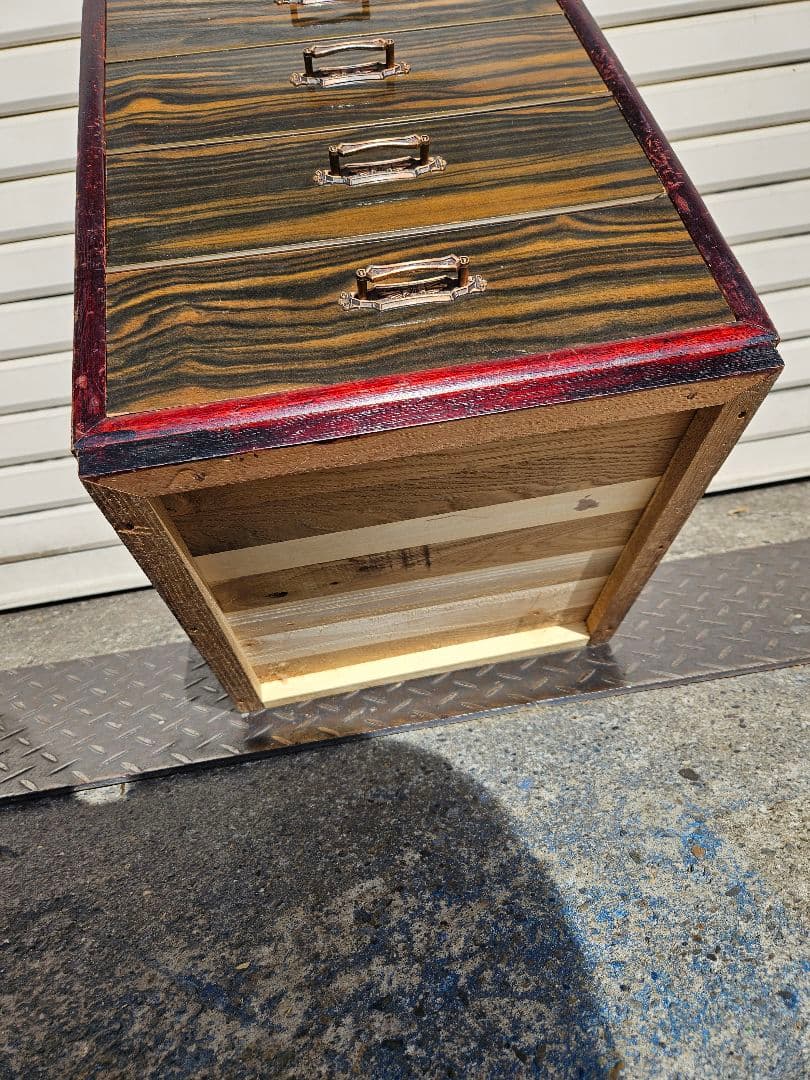 ジャパンヴィンテージ 古い木の抽斗 小箪笥 鍵付き 木製 小引き出し 収納