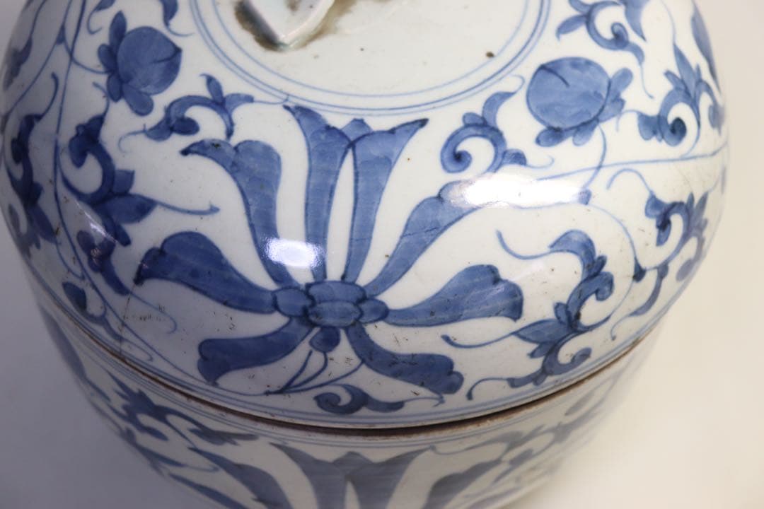 江戸　古伊万里　染付蓋物　アンティーク　送料込み1107