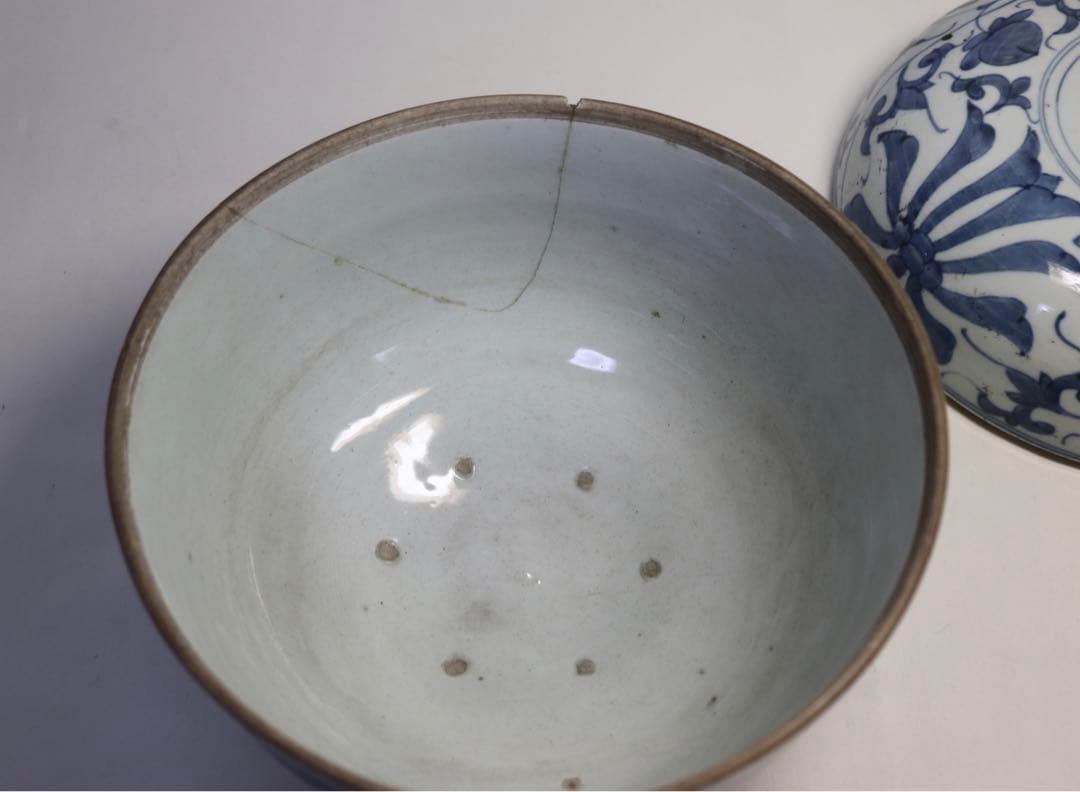 江戸　古伊万里　染付蓋物　アンティーク　送料込み1107