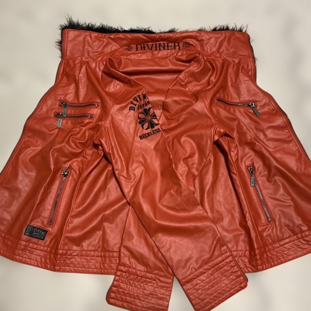 ディバイナー DIVINER フェイクファー付きPUレザーシングルライダース