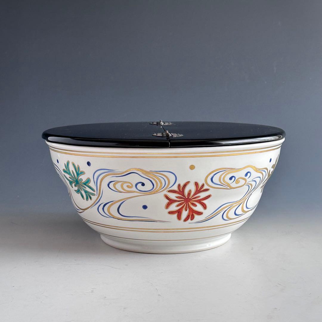 茶道具　色絵　海松波　平水指　手塚景雲　共箱　夏　稽古　茶会