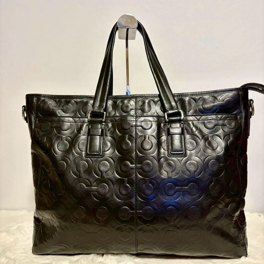 【美品】COACH コーチ70253 オプアートビジネスバッグ　2way A4
