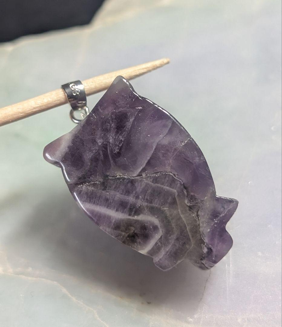 オーダー品確認用可愛いふくろう彫りペンダントトップ8個セット天然石