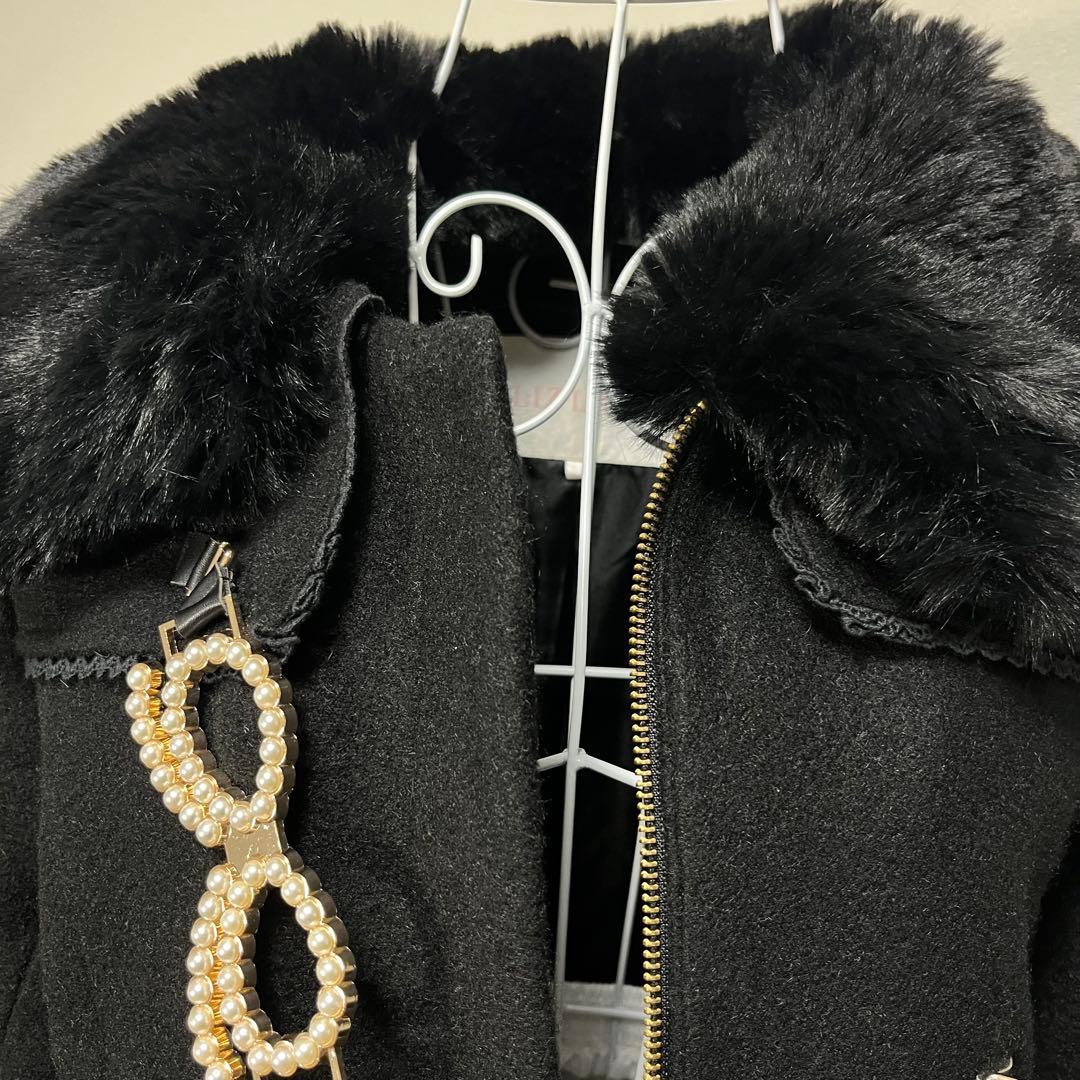 LIZ LISA リズリサ　パールリボンビット　コート ブラック ファー 黒