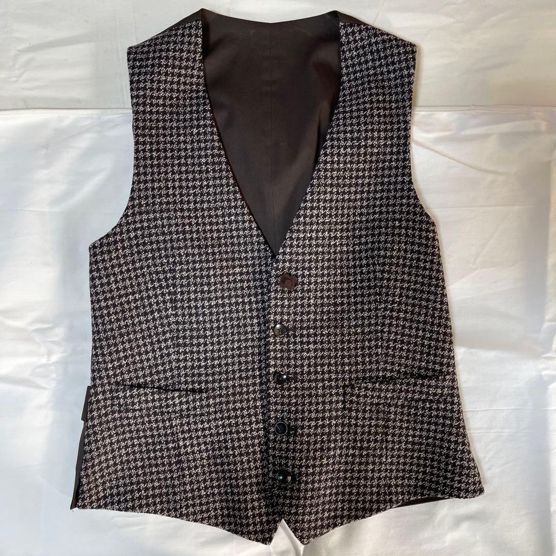LARDINI ハウンドトゥース ウールベスト　46 別注パブリック