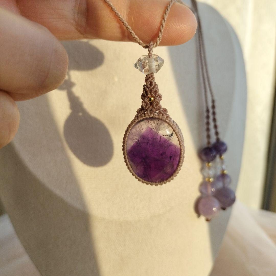 ファントムアメジスト　マクラメ編みネックレス他1点同梱