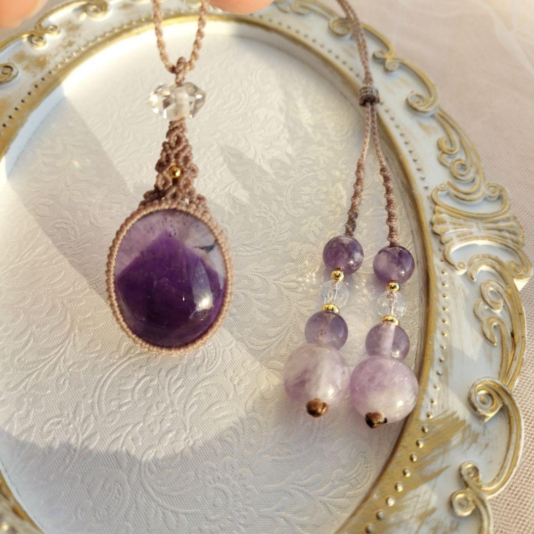 ファントムアメジスト　マクラメ編みネックレス他1点同梱