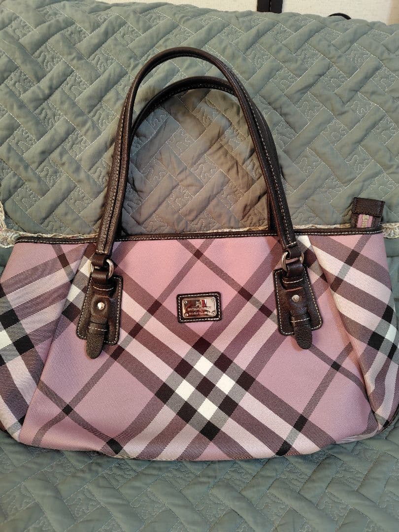 バーバリーブルーレーベル　BURBERRY ピンクノバチェック トートバッグ