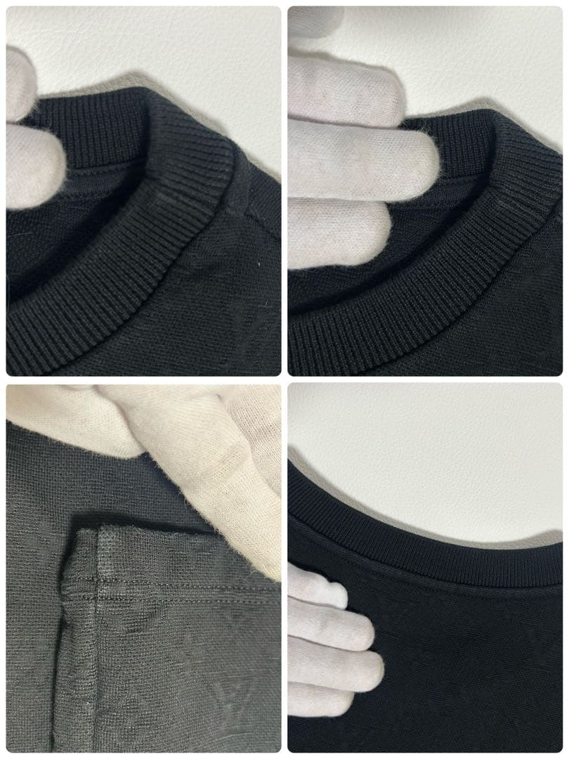 美品 LOUIS VUITTON モノグラムジャカード ポケットTシャツ 黒 M