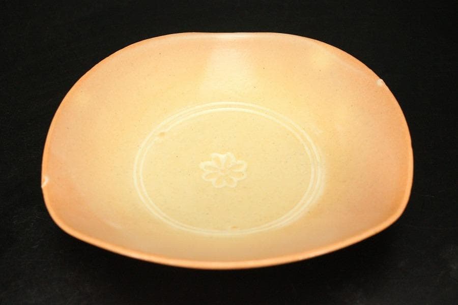 日本芸術院賞受賞 森野嘉光作 御本三角皿 共箱(ZE533)