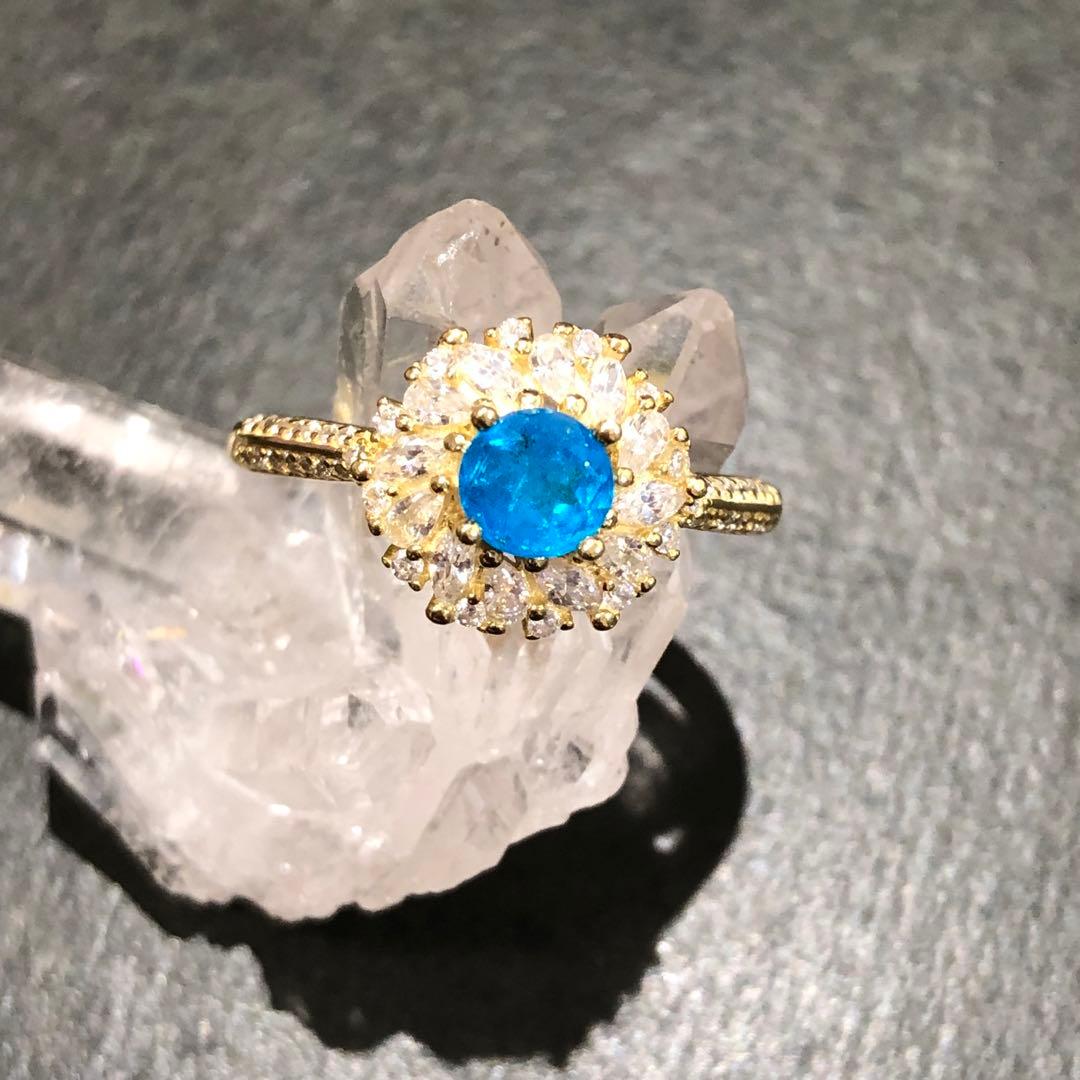 k様 ネオンブルーアパタイト リング 17号