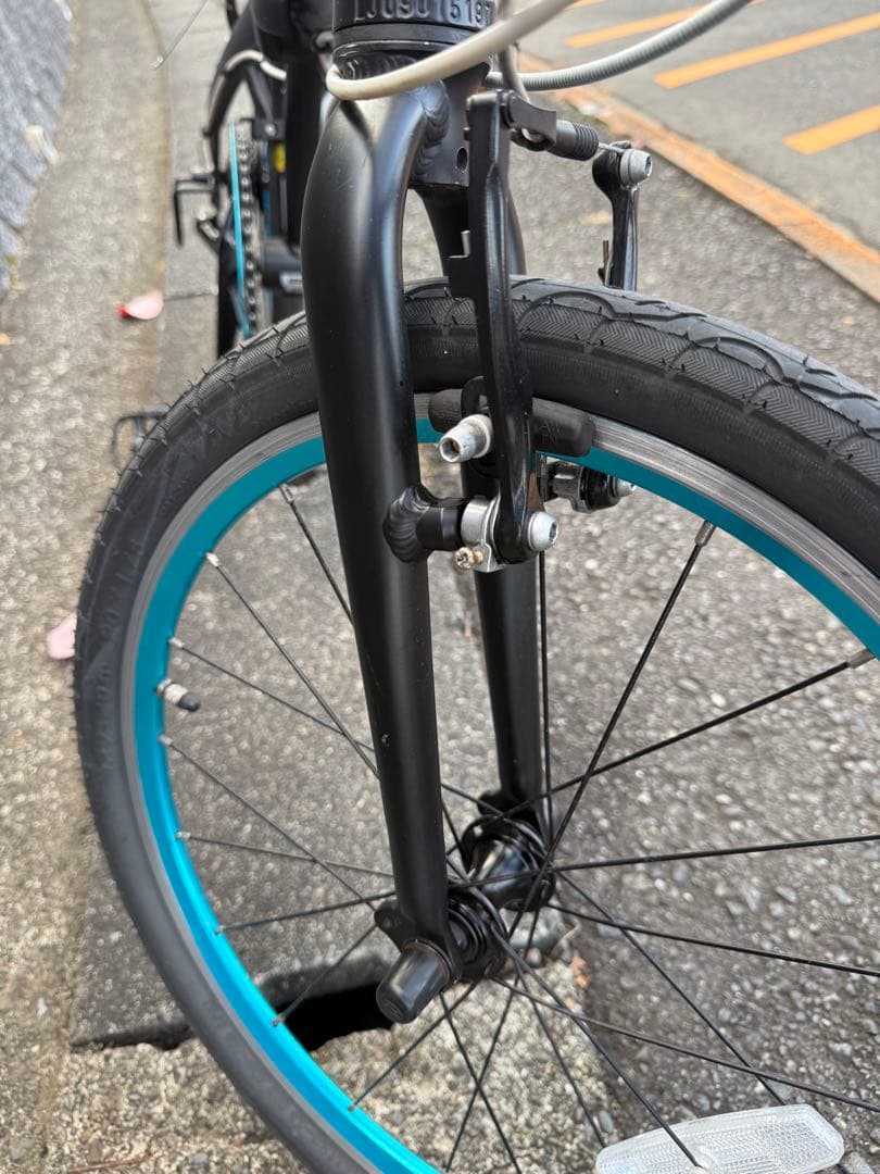 送料込みRENAULT 折りたたみ自転車 ブラック/ターコイズ