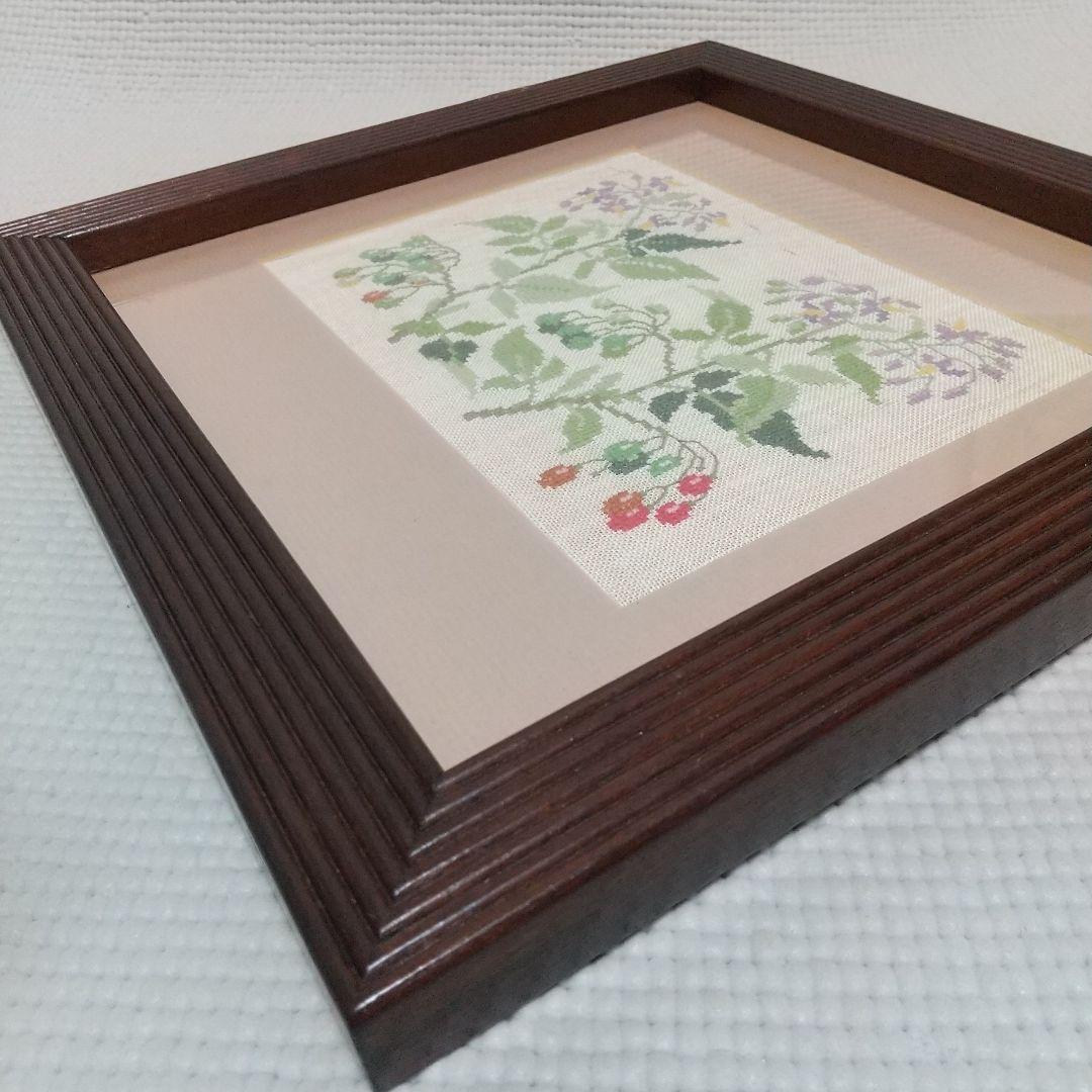 職人の手仕事〈松本民芸家具〉額縁3枚／刺繍アート付、昭和レトロ、民藝