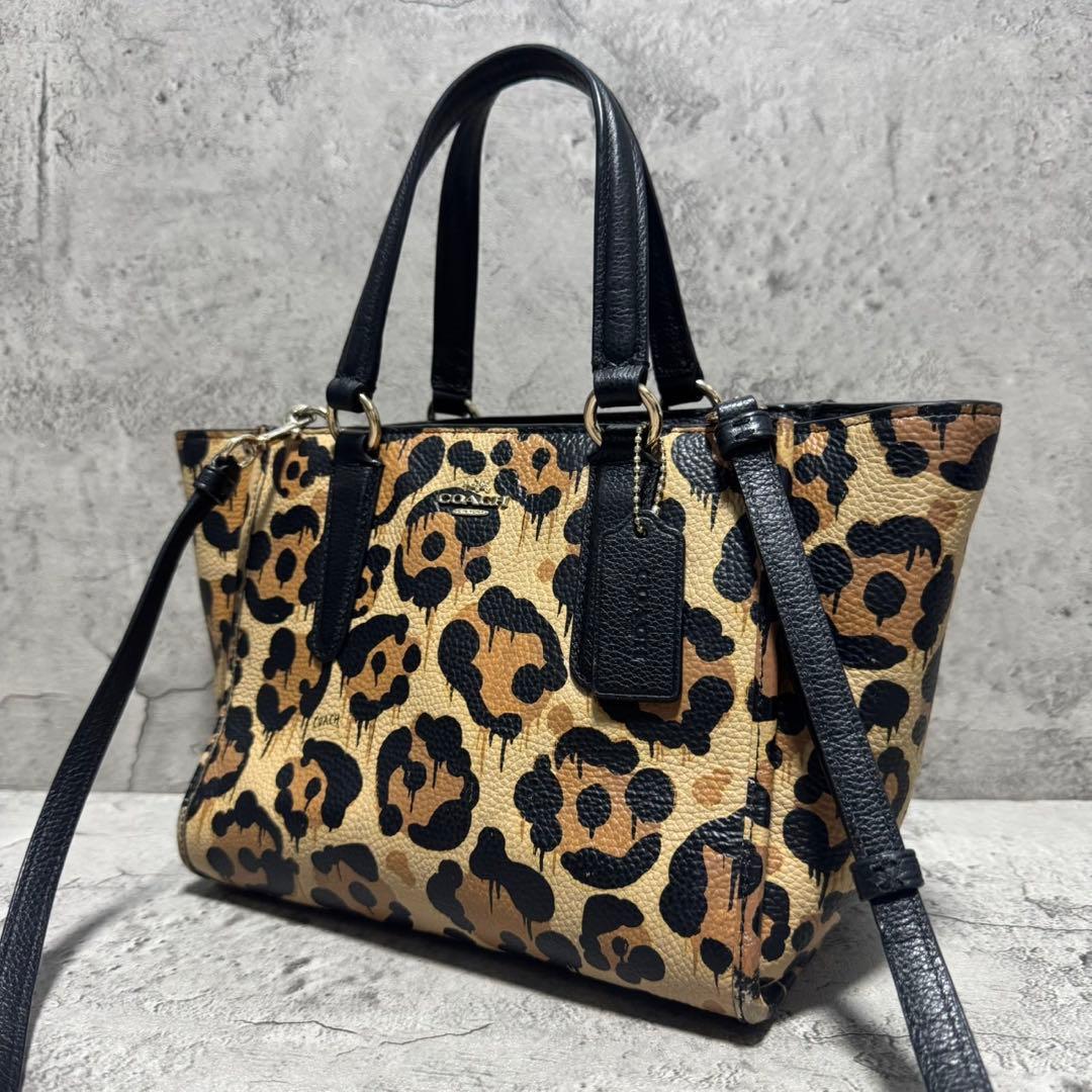 美品✨️コーチ 2way ショルダーバッグ PVC レザー レオパード 豹柄
