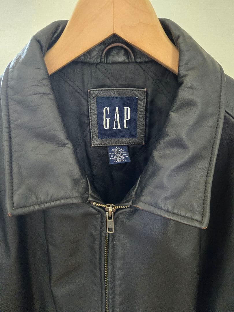90s00s OLD GAP オールドギャップ レザージャケット カーコート 黒
