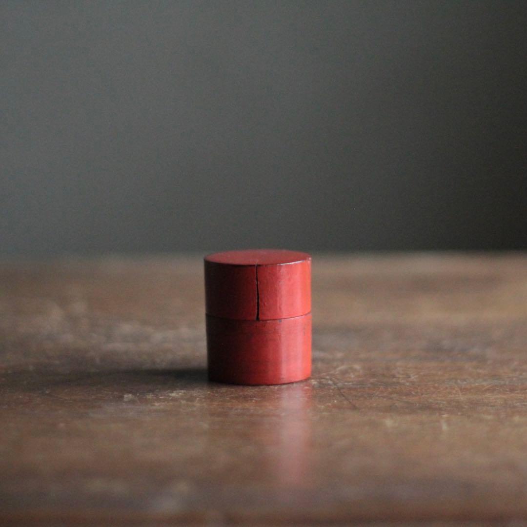 朱塗り 薬入れ 筒容器 漆器 古美術 古道具 アンティーク