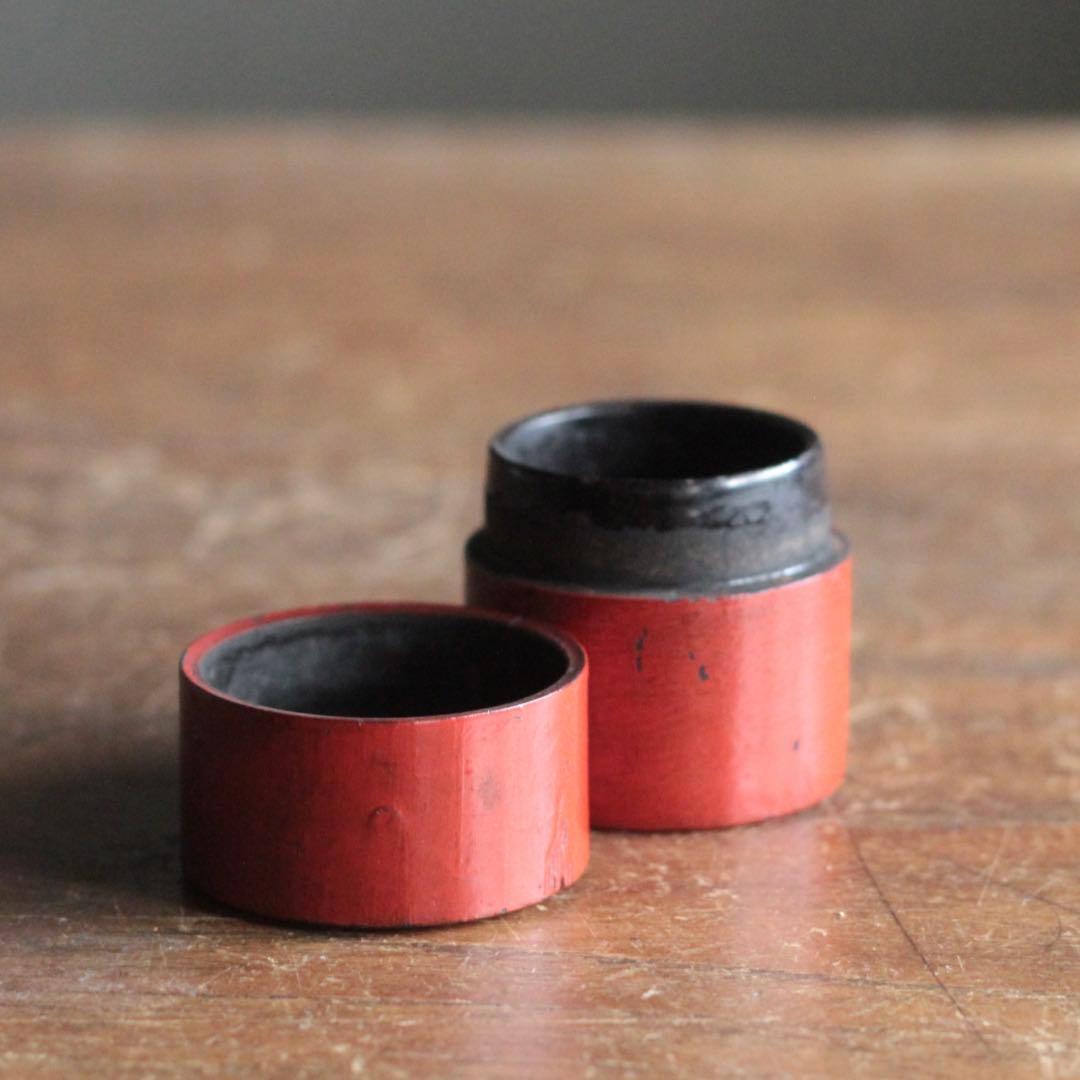 朱塗り 薬入れ 筒容器 漆器 古美術 古道具 アンティーク