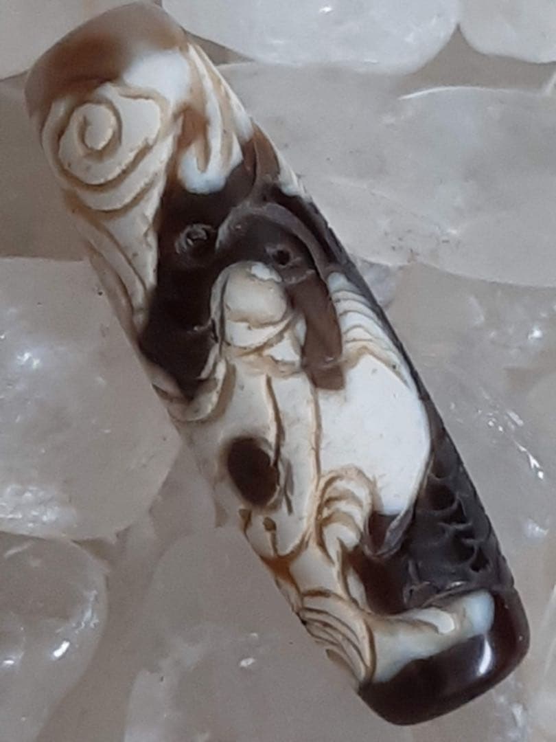 チベットジービーズ 西蔵天珠 優質老礦 特殊稀少彫刻龍神天珠