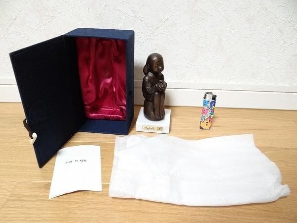 美品 加藤豊 花 少女 子供 ブロンズ 銅製 箱付き オブジェ 美術品 彫刻巨匠