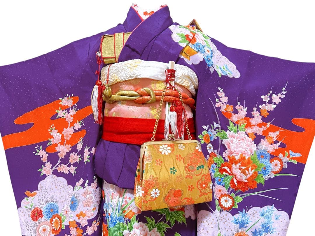 正絹フルセット♡七五三　7歳　女の子　紫　一式　ピンク