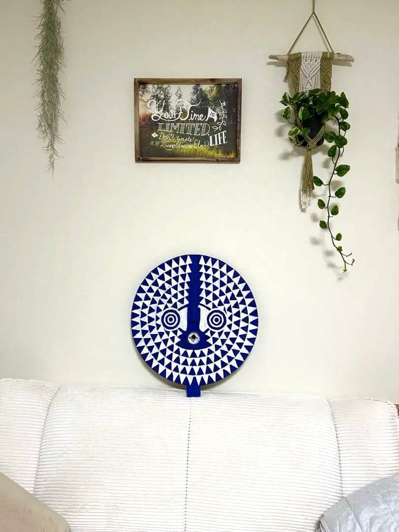 アフリカ 青い太陽　ブワ族 サンマスク（ブルキナファソ）木彫り 仮面 50㎝