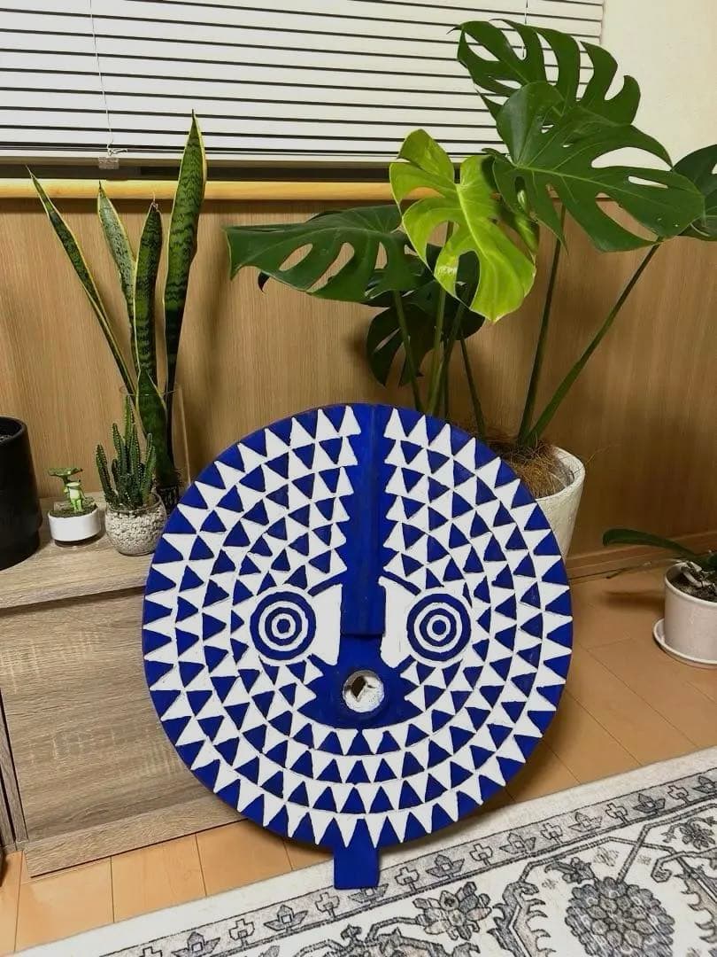 アフリカ 青い太陽　ブワ族 サンマスク（ブルキナファソ）木彫り 仮面 50㎝