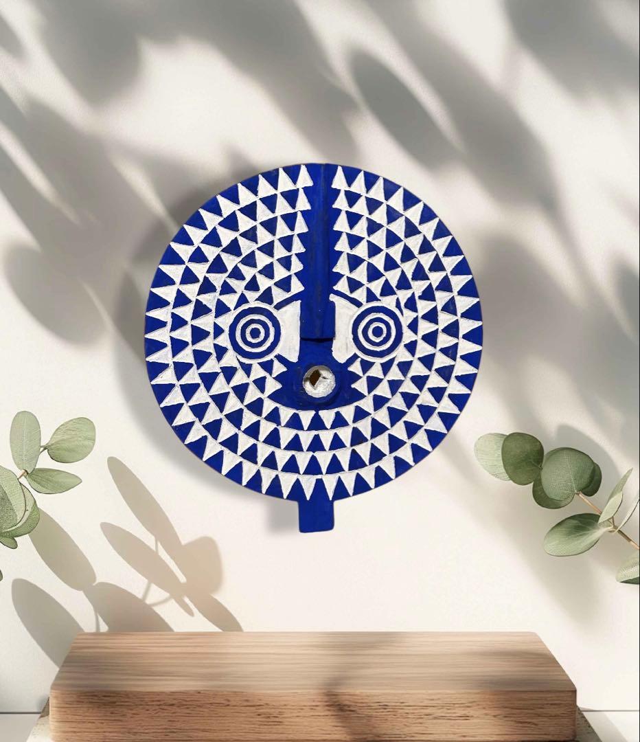 アフリカ 青い太陽　ブワ族 サンマスク（ブルキナファソ）木彫り 仮面 50㎝