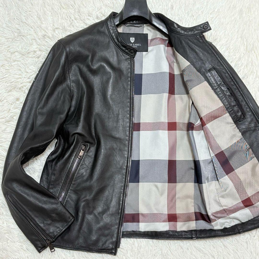 ブラックレーベルクレストブリッジ ラムレザー シングルライダースジャケット