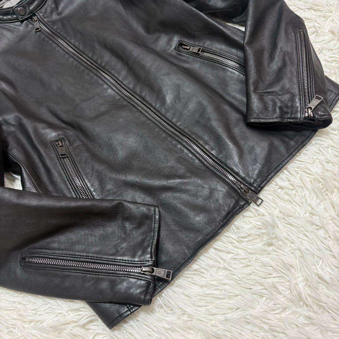 ブラックレーベルクレストブリッジ ラムレザー シングルライダースジャケット