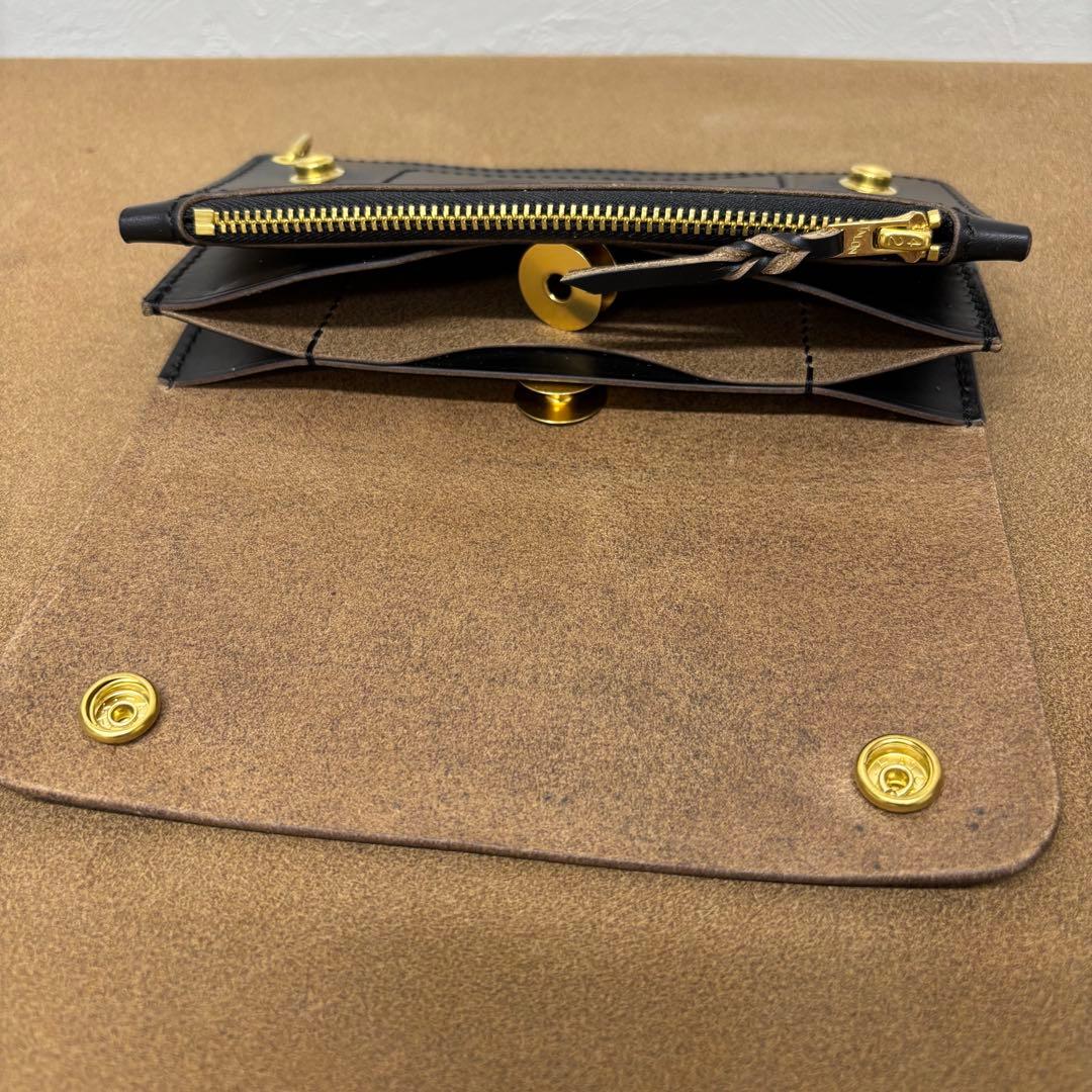 クロムエクセル　トラッカーウォレット　黒　茶心　3層　タロン　HORWEEN