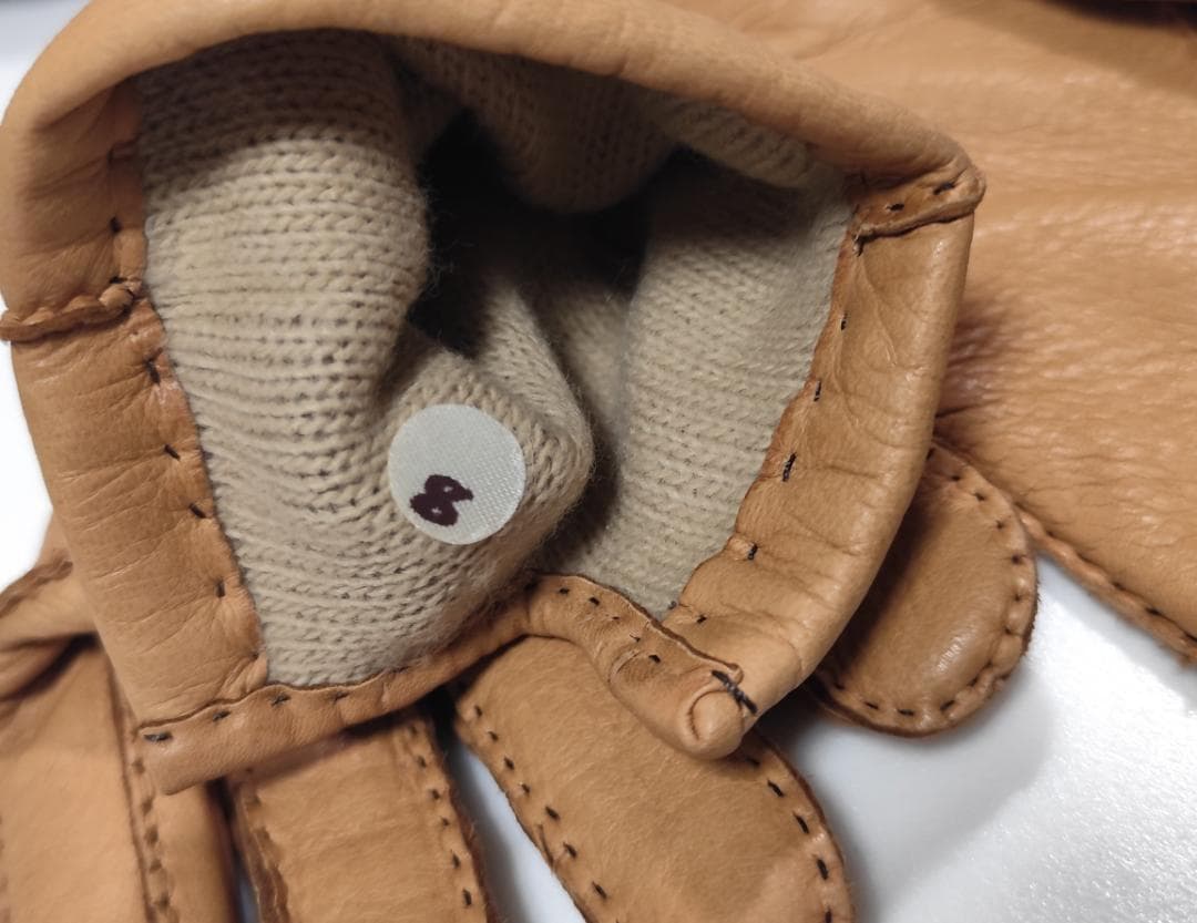 W新品 DENTS デンツ 紳士 レザーグローブ サイズ8 鹿革 シミあり