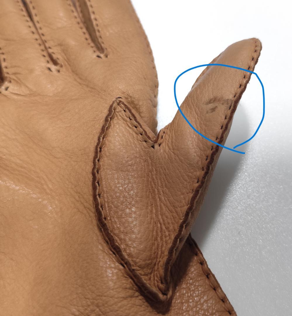 W新品 DENTS デンツ 紳士 レザーグローブ サイズ8 鹿革 シミあり