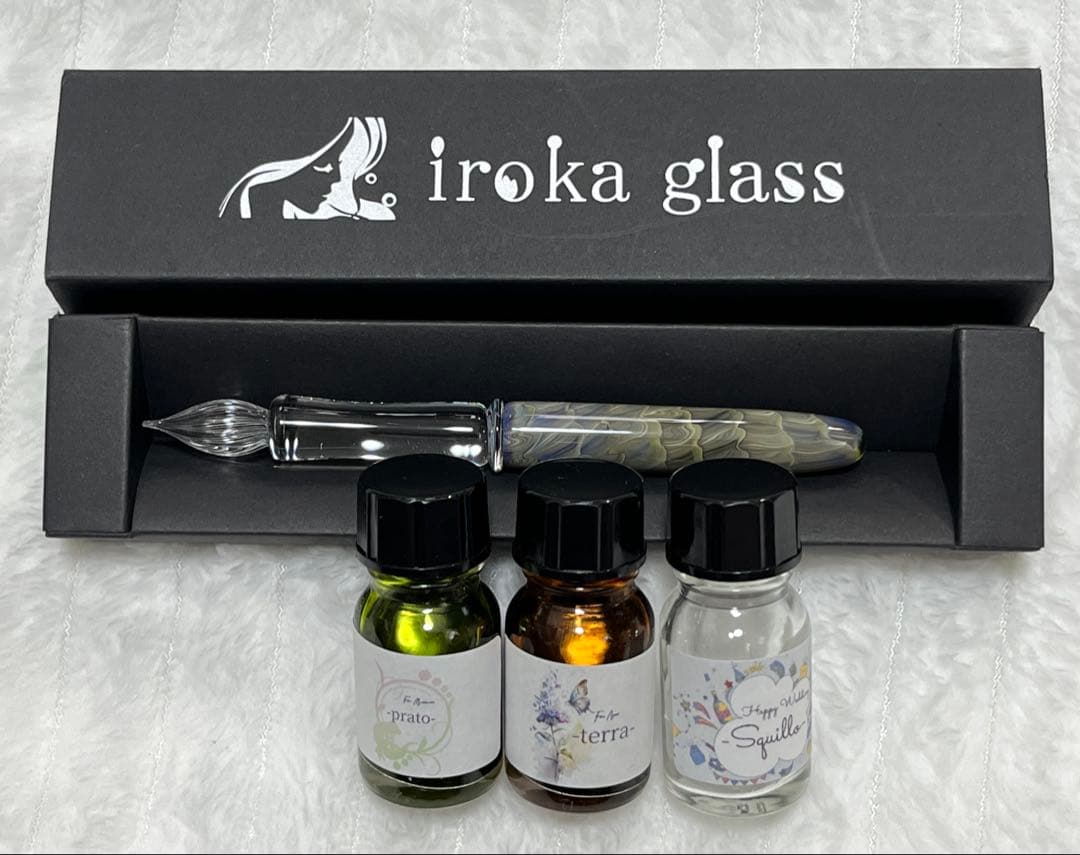 色華硝子　ガラスペンとインクセット　細字　中古