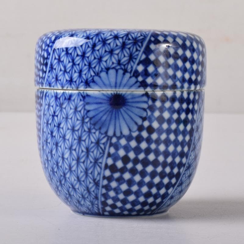 茶道具　陶楽造　染付　花文　棗　共箱　V　7841