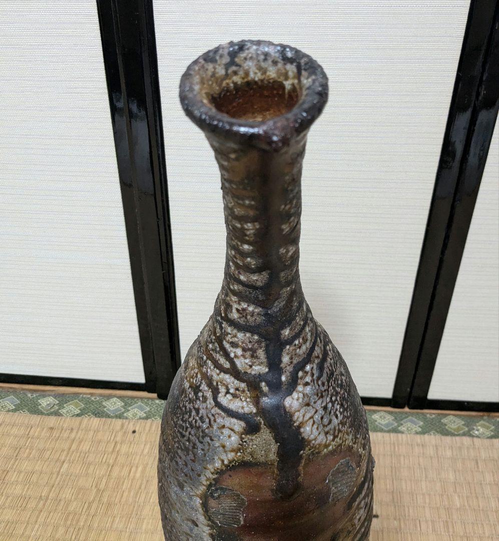 【水漏れあり】今成研二 備前焼 窯変花器 造花用花入 置物 花瓶 インテリア