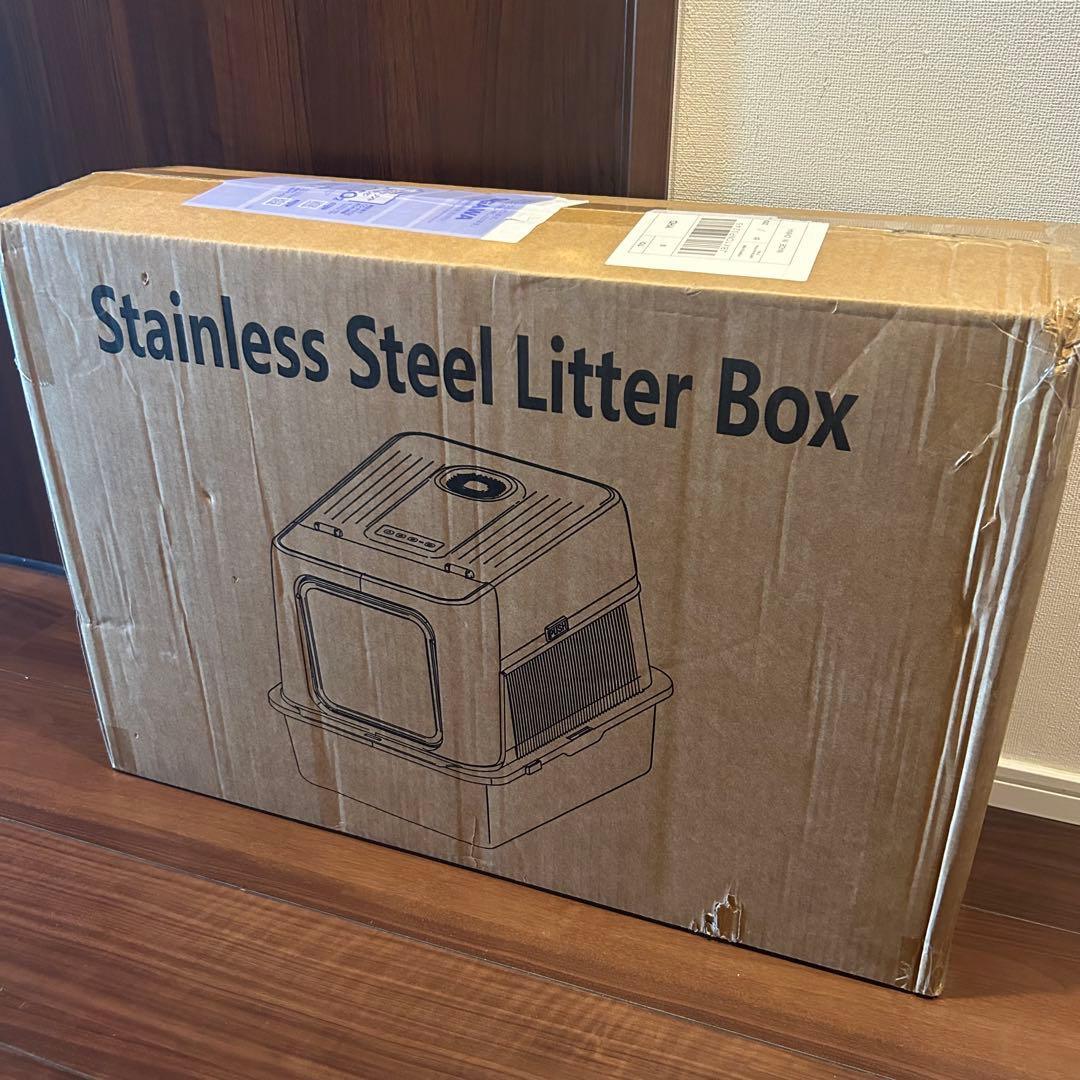 猫 トイレ 自動脱臭 大型 深型 猫砂盆 本体 ステンレス 自動空気清浄機能付き