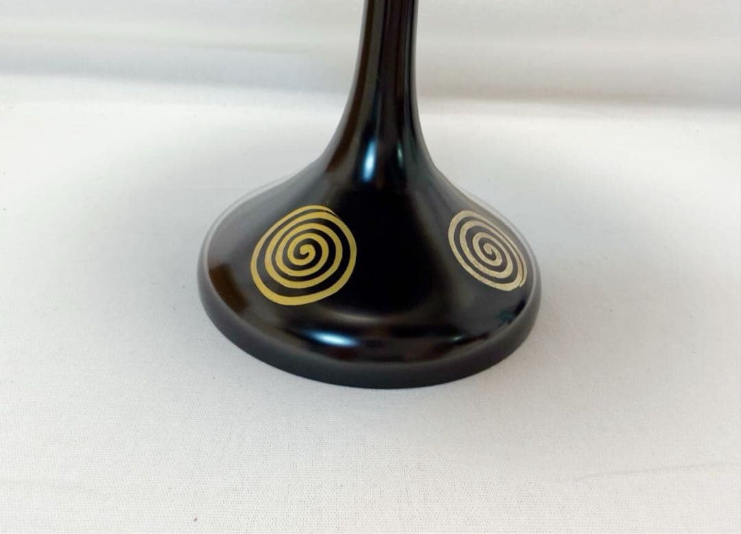 ほぼ未使用 茶道具 木製黒真塗 貴人高杯 渦蒔絵 淡々斎好写 干菓子器 茶器元箱