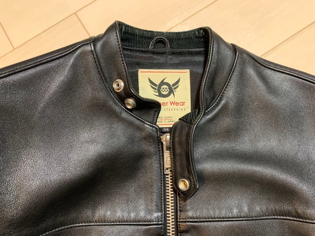 666 LEATHER WEAR シングルライダース レザージャケット 34 黒