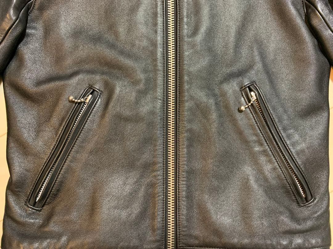 666 LEATHER WEAR シングルライダース レザージャケット 34 黒