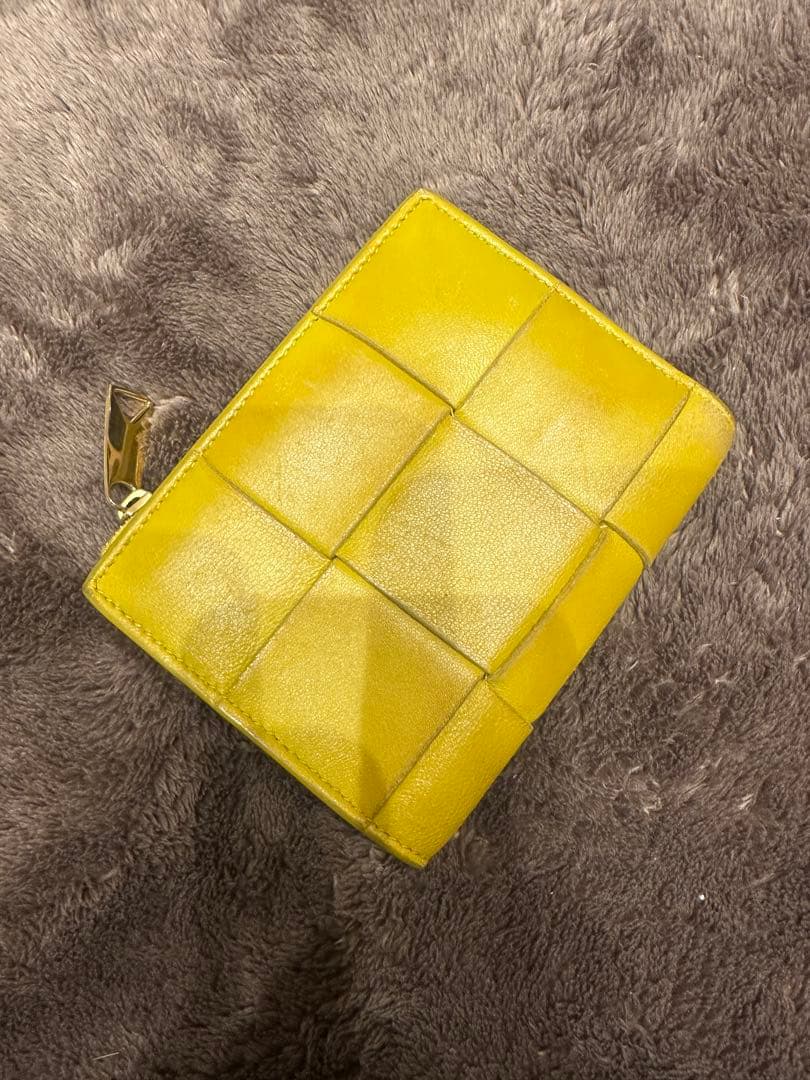 ブ*P様 ボッテガべネタ　イエロー レザー 二つ折り財布 パッチワーク