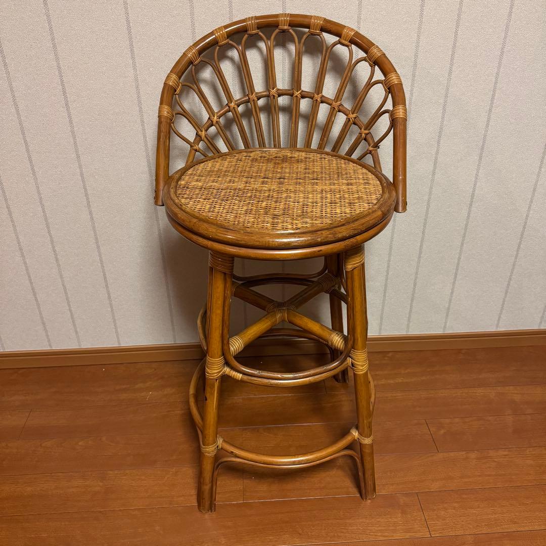 昭和レトロ ラタンチェア 椅子 籐家具 古家具藤 ベントウッドチェアー　スツール