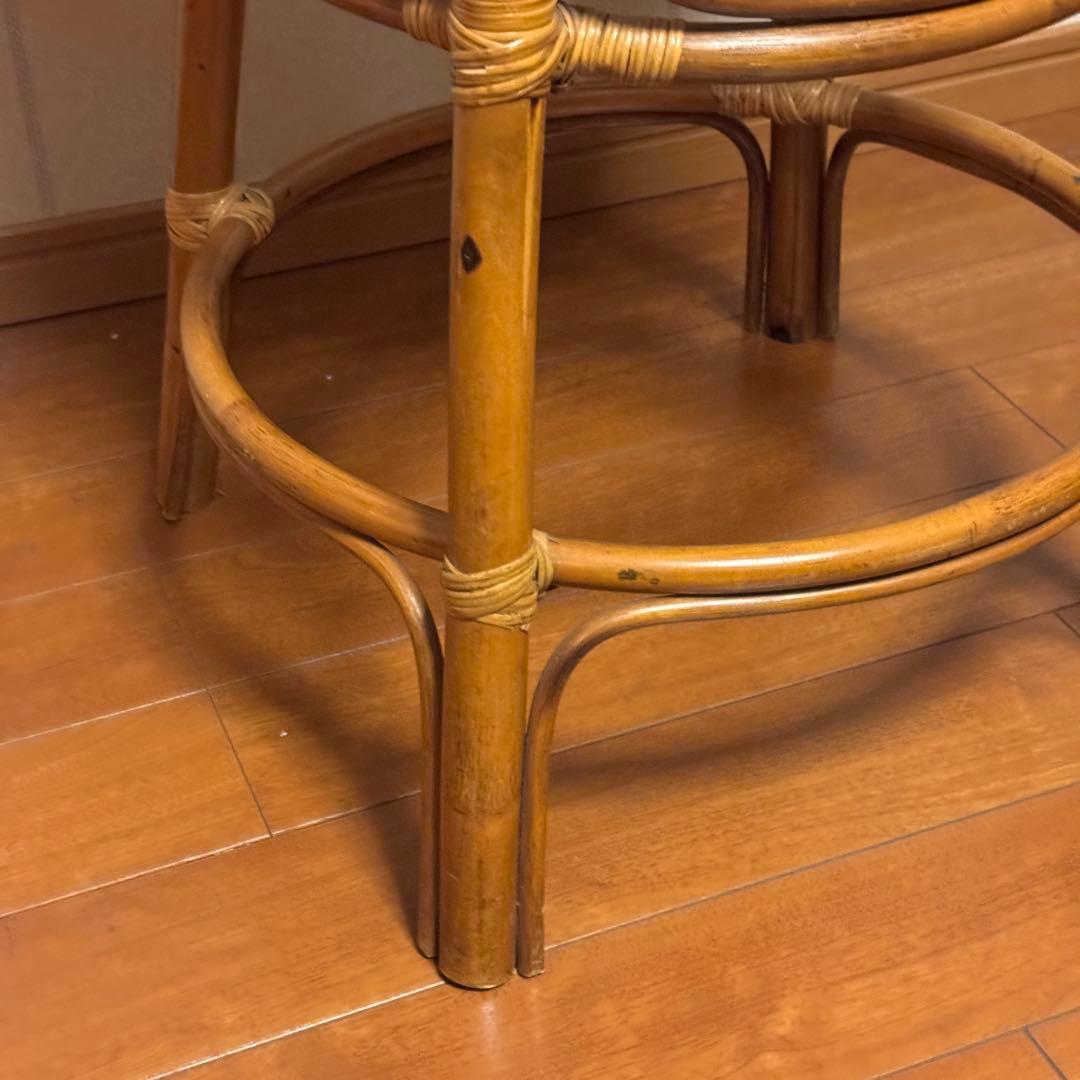 昭和レトロ ラタンチェア 椅子 籐家具 古家具藤 ベントウッドチェアー　スツール