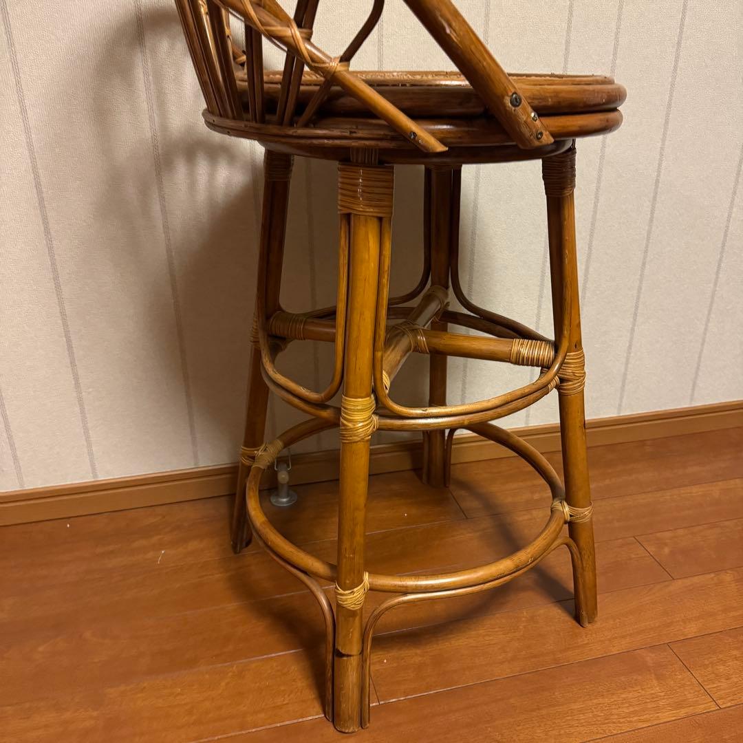 昭和レトロ ラタンチェア 椅子 籐家具 古家具藤 ベントウッドチェアー　スツール