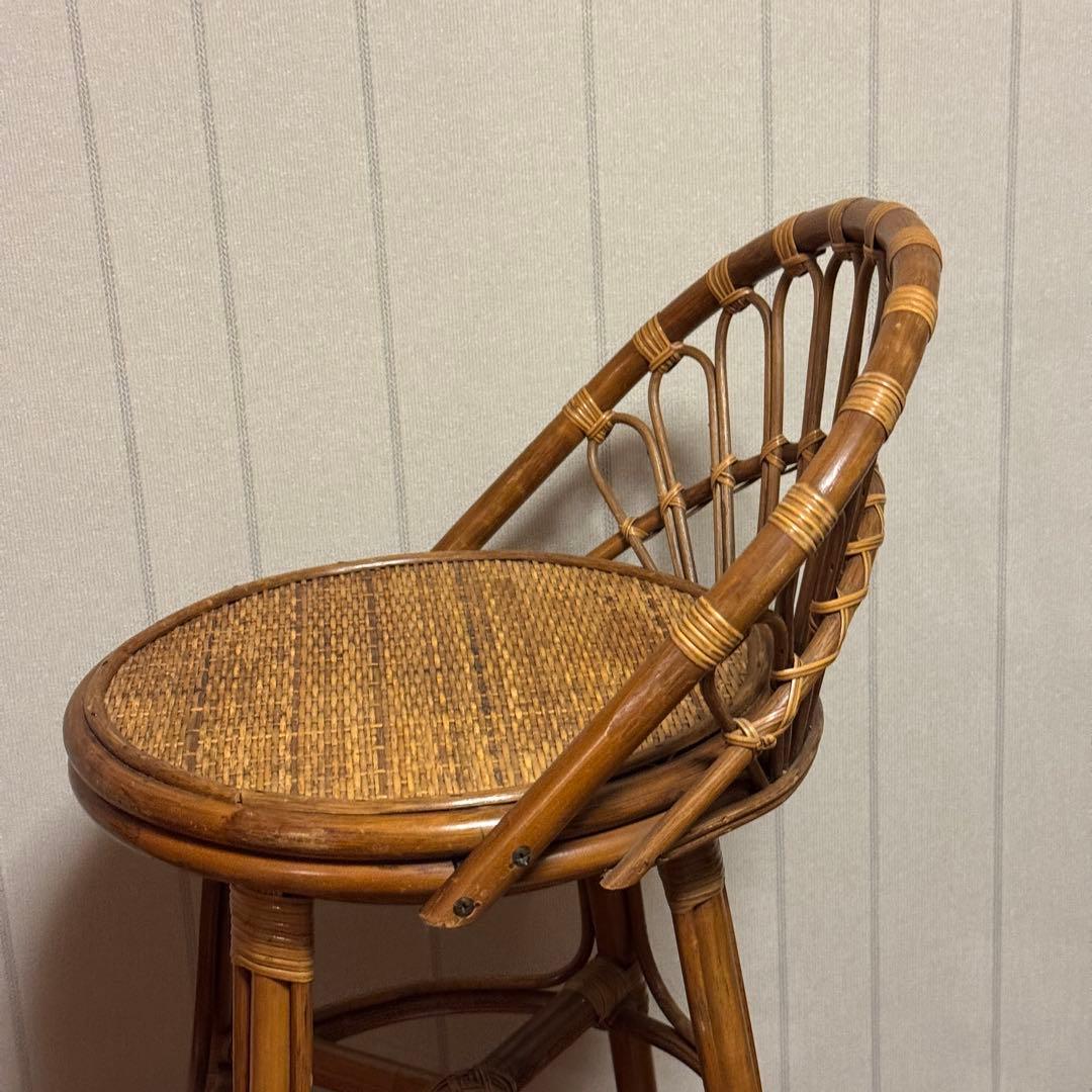 昭和レトロ ラタンチェア 椅子 籐家具 古家具藤 ベントウッドチェアー　スツール