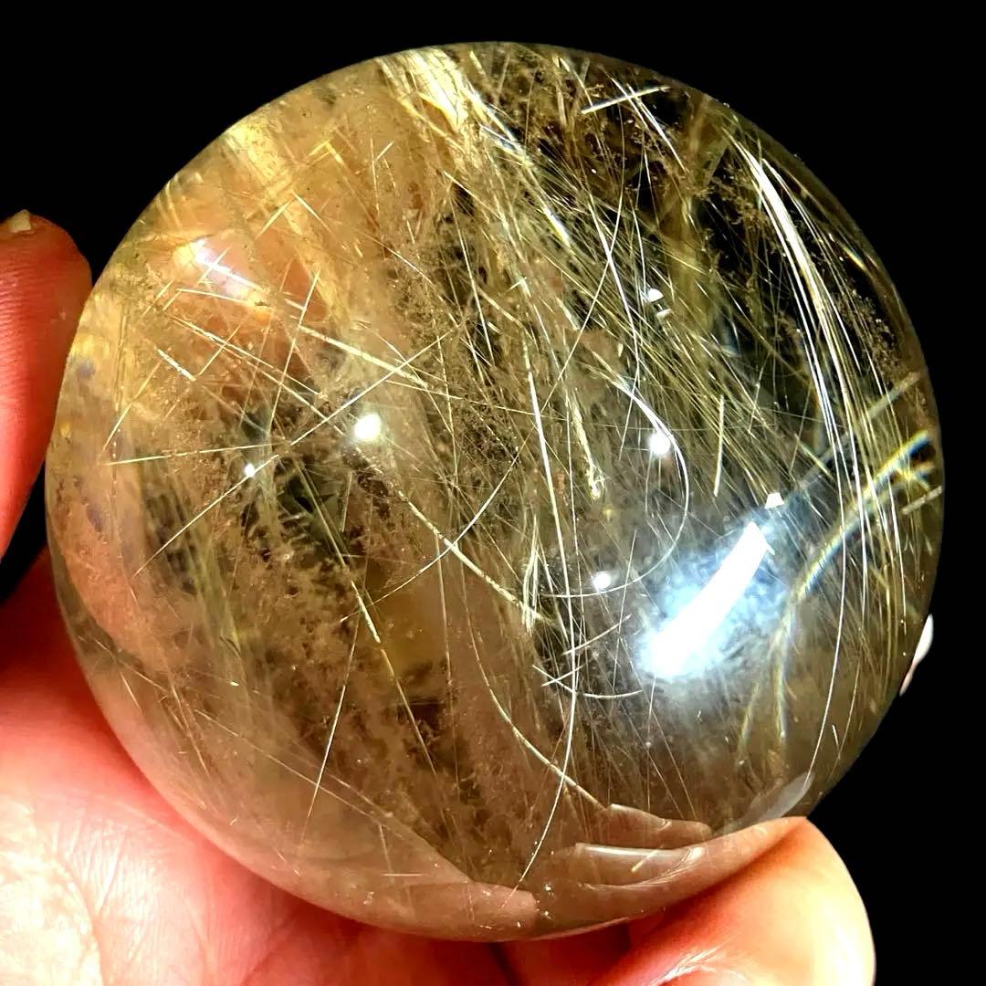 超大玉　62mm ゴールドルチルクォーツ　金針水晶　パワーストーン