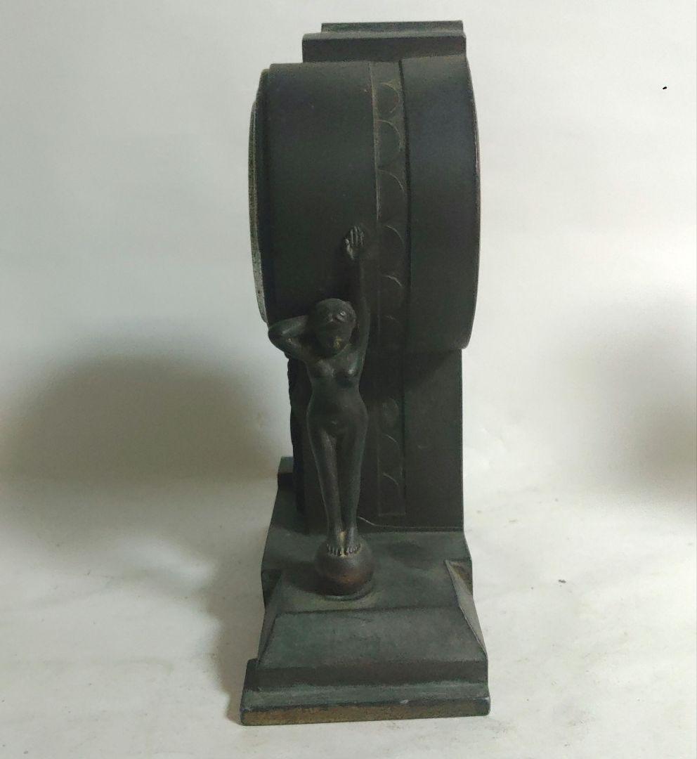 ブロンズ　置時計　昭和レトロ　ゼンマイ　稼働品